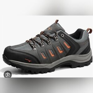 Size  14. NortiV 8 Men's Waterproof Leather Gray and Orange Hiking Shoes